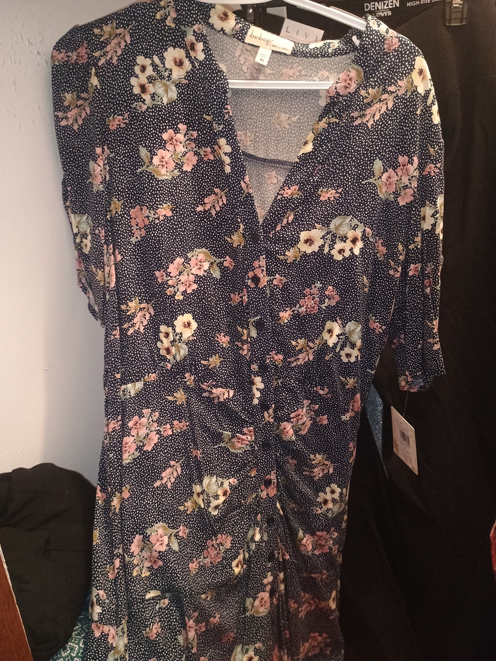 Bebop Navy Floral Wrap Dress